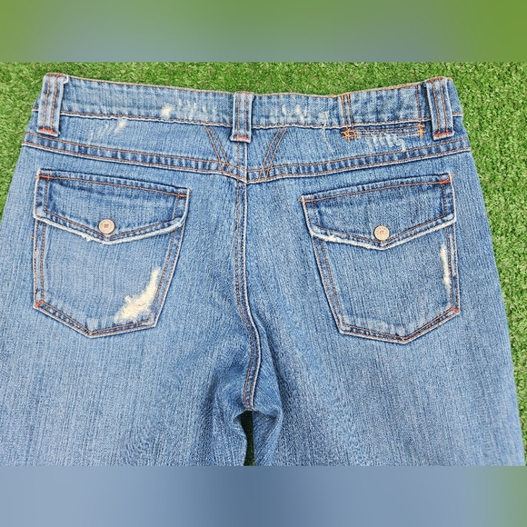 Marithe Francois Girbaud Distress Boot Jeans Flap Snap button pockets Y2K - Picture 5 of 15